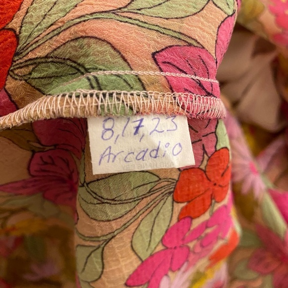 Show Me Your MuMu Ruffle Garden Maxi Pink Grn Long Wide Sleeves New Small - Picture 9 of 15